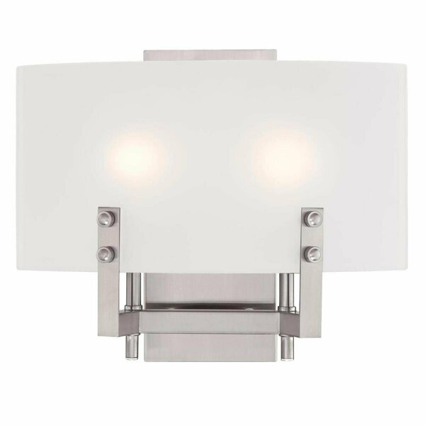 Brilliantbulb 2 Light Wall Fixture with Frosted Glass - Brushed Nickel BR2690125